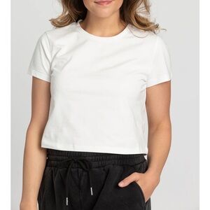 NWT gold hinge White Cropped classic short sleeved T-Shirt size Large